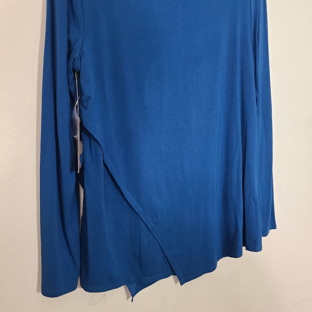 Vince Camuto Blue Asymmetrical Womens M Long Sleeve‎ Blouse Top NWT $79 - Picture 8 of 9